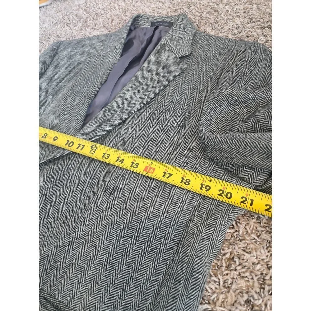 Lauren Ralph Lauren Gray Herringbone Wool Blazer Men's 40S Classic Tweed Preppy